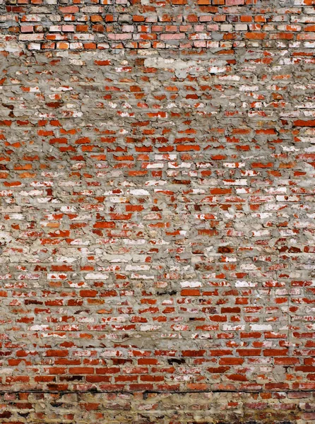Alte alte rote Ziegelwand mit Zementnähten Textur Hintergrund — Stockfoto
