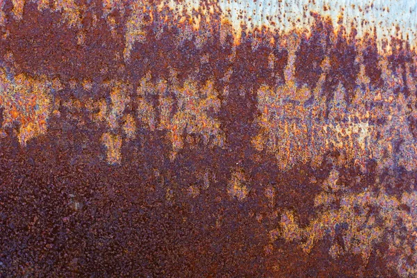 Texture of vintage rusty gray iron wall background with many layers of paint and rust — Stock Photo, Image