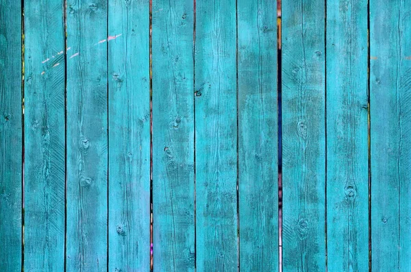 Cracked weathered green and blue painted wooden board texture, front view — Stock Photo, Image