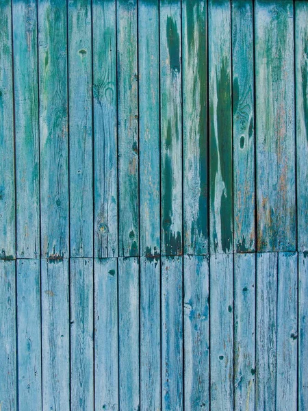 Rustic wooden fence texture background of green and blue colors — Stock Photo, Image
