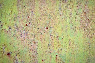 Vintage paslı yeşil ve mavi demir duvar arka plan doku boya ve pas birçok katmanları ile