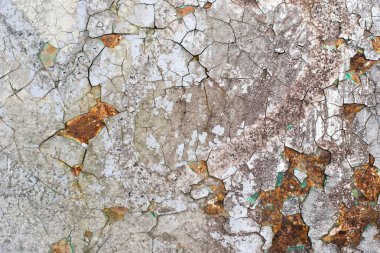 Vintage paslı gri demir duvar arka plan doku boya ve pas birçok katmanları ile