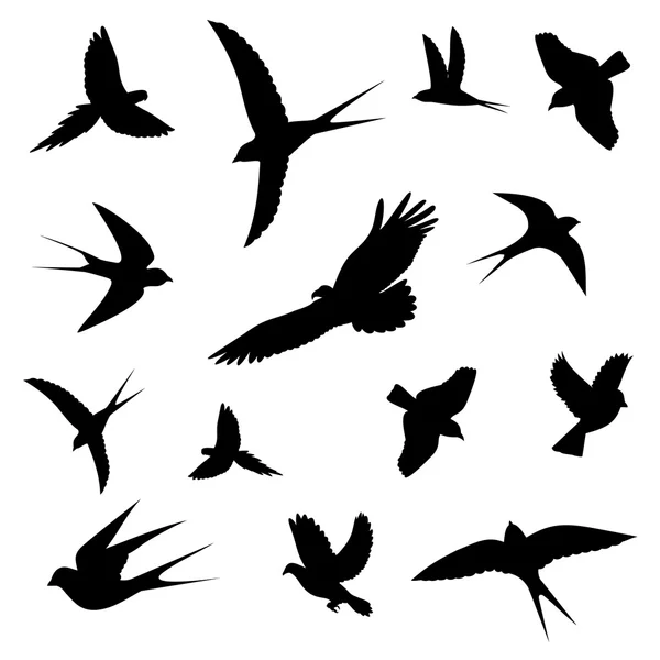 Pájaros en vuelo iconos — Vector de stock