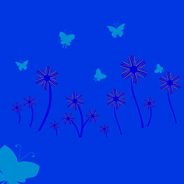 Farfalle e fiori astratti — Vettoriale Stock