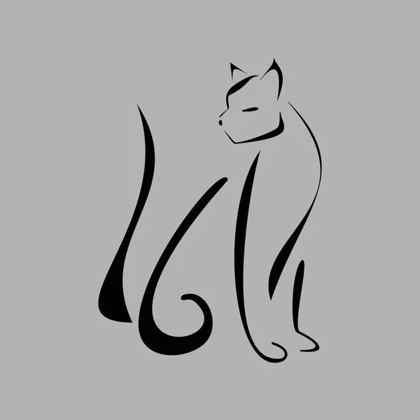 Chat gracieux sur fond gris — Image vectorielle