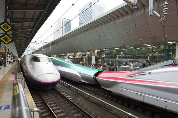 TOKYO, JAPÃO - OUTUBRO 3, 2016: Shinkansens em plataformas na Estação de Tóquio — Fotografia de Stock