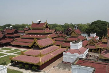 Mandalay Palace, Mandalay, Myanmar'ın havadan görünümü