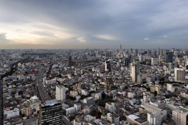 Bangkok, Tayland - 14 Mayıs 2017: Bangkok ve Baiyoke Kulesi II, Bangkok, Tayland, Thailand, havadan görünümü