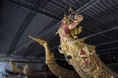 Bangkok, Tayland - 12 Ağustos 2017: Tayland Kraliyet mavnaları içinde Ulusal Müzesi, Kraliyet mavnaları, Bangkok, Tayland