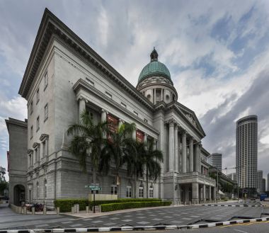 Singapore, Singapur - 25 Aralık 2017: National Gallery Singapur, eski Singapur'un yüksek mahkeme