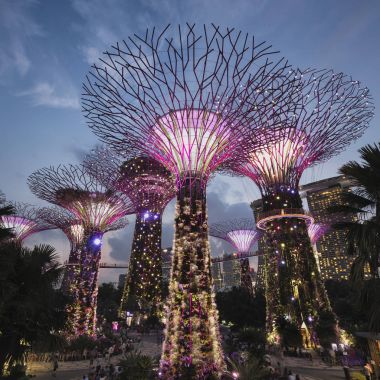 Singapore, Singapur - 16 Mar 2018: Bahçelerle Bay, Singapore, Night shot