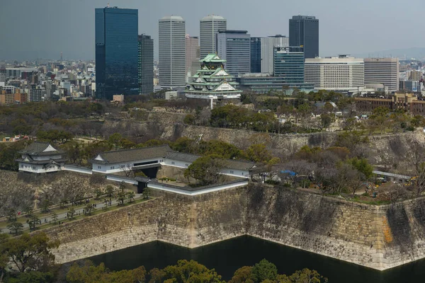 Osaka Japón Mar 2019 Vista Aérea Del Castillo Osaka Con — Foto de Stock