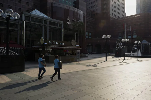 Singapore Singapore Apr 2020 Workers Walking Empty Street Orchard Road — Stock Photo, Image