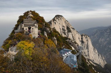 Autumn View of Huashan Mountain with stairs trail to North Peak, Xian, Shaaxi Province, China clipart