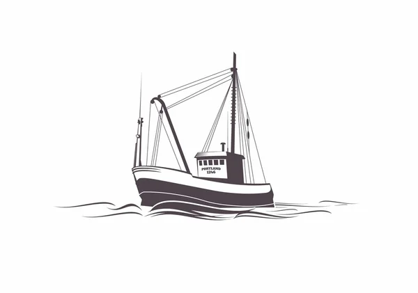 Horgászat hajóval vektoros illusztráció Jogdíjmentes Stock Vektorok