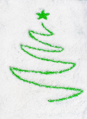 Christams ağaç üstünde kar (yazma)