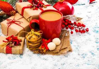 Kahve fincanı ile Noel tatil arka plan