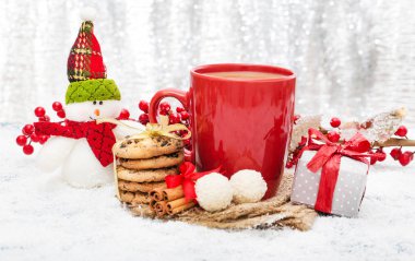 Kahve fincanı ile Noel tatil arka plan