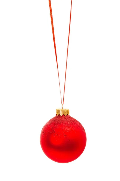 Röd jul bollar på vit bakgrund — Stockfoto
