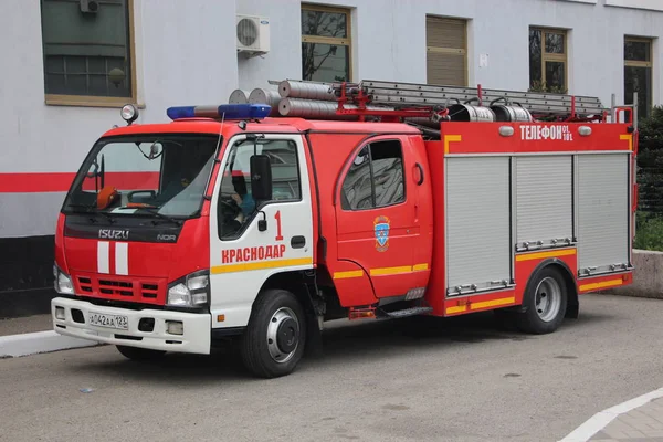 Camión Bomberos Isuzu Nqr75P Está Servicio Evento Abril 2018 Ciudad — Foto de Stock