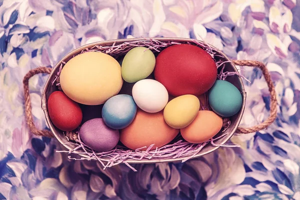 Acrylic, background, basket, celebration, colorful, easter egg hunt — Stock Photo, Image