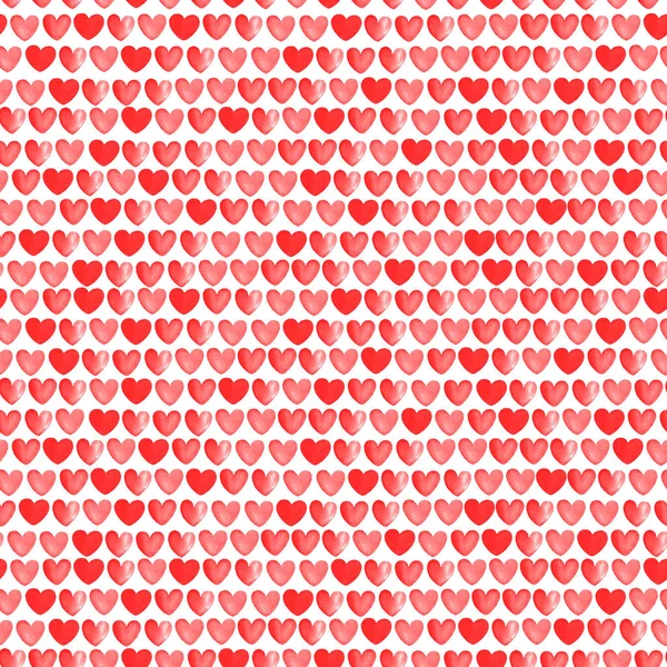 Kırmızı seamless modeli suluboya elle çizilmiş Kalpler — Stok fotoğraf