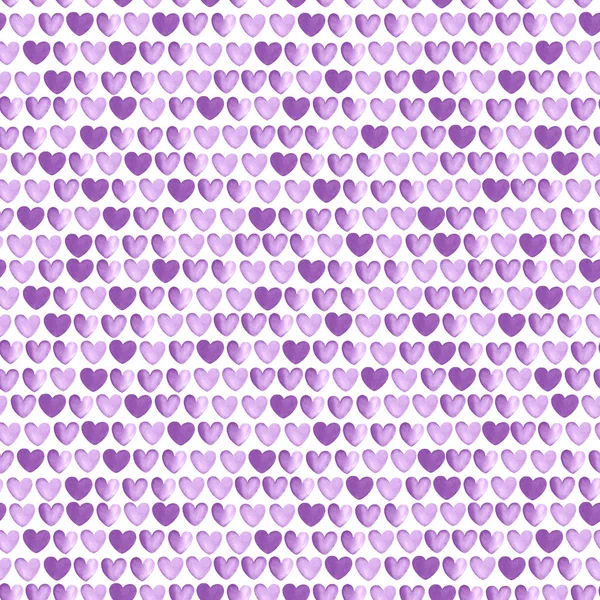 Color púrpura lavanda patrón sin costura acuarela dibujado a mano corazones —  Fotos de Stock