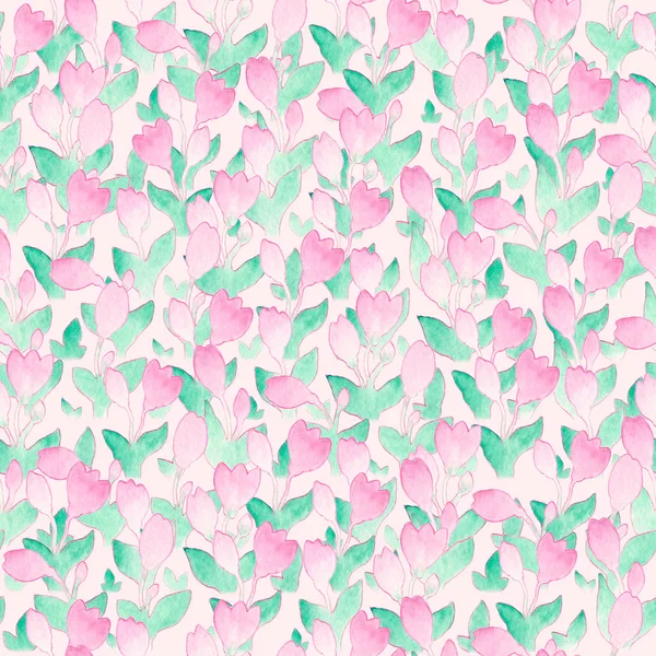 섬세 한 봄 꽃의 매끄러운 질감 꽃 패턴의 수채화 그림 — 스톡 사진