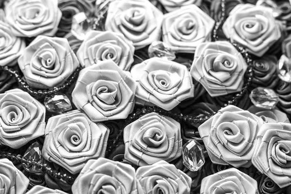 Black and white satin roses background, wedding style background