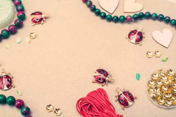 Handmade Beads Materials Crafting Jewelry — Stock Photo, Image