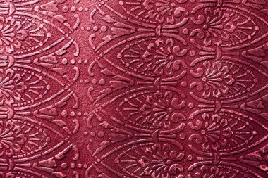 Resim boyalı koyu kırmızı süsleme, şarap rengi arka plan, akrilik