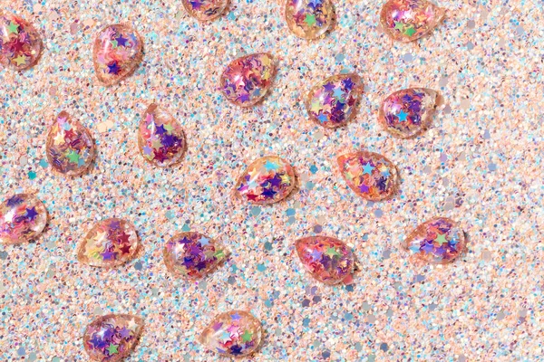 Αφηρημένο Φόντο Σταγονίδια Και Πούλιες Όμορφο Glitter Χαρτί Closeup — Φωτογραφία Αρχείου