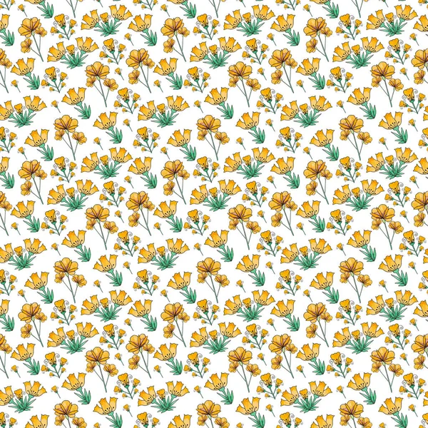 Безшовний Візерунок Жовтих Акварельних Квітів Накладених Бік — стокове фото