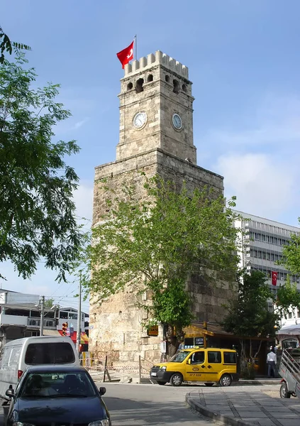 Old clock tower in the city of Antalya — Stock Photo, Image