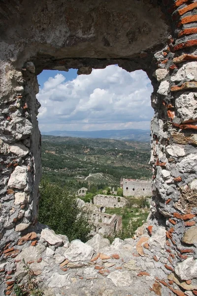 Vista Las Ruinas Mystra Desde Escapatoria Peloponeso Países Bajos — Foto de Stock
