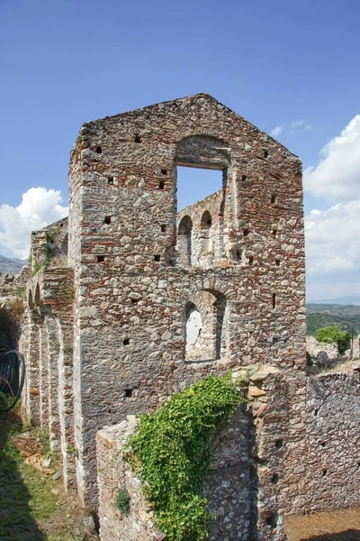 Ruinas Una Casa Antigua Ciudad Mystras Peloponeso Grecia — Foto de Stock