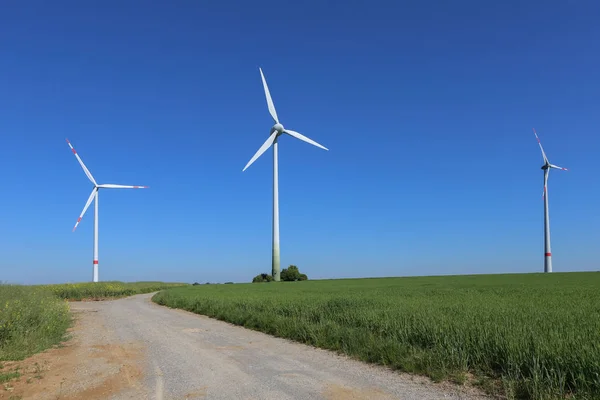 Turbine eoliche in un campo — Foto Stock