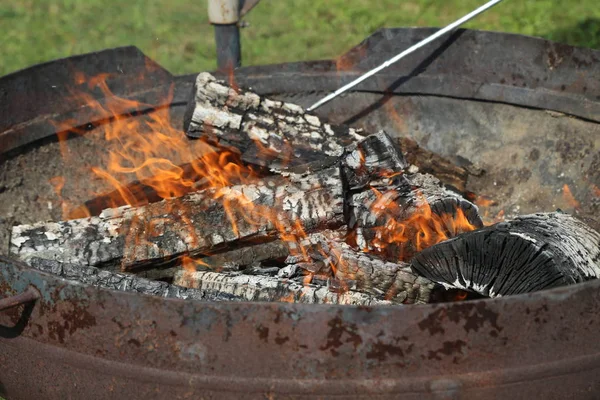 Primer Plano Carbón Una Barbacoa —  Fotos de Stock