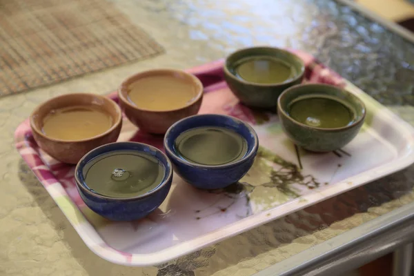 Hagyományos Kínai Tea Szertartás Asztalon — Stock Fotó
