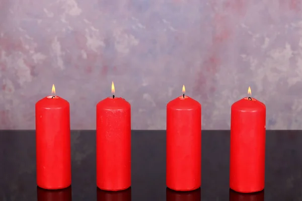 Advent Season, four candles burning — Stock Photo, Image