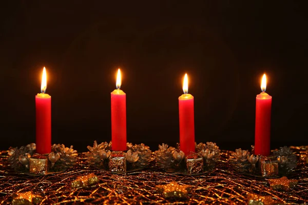 Advent Season Four Candles Burning Advent Background — Stock Photo, Image