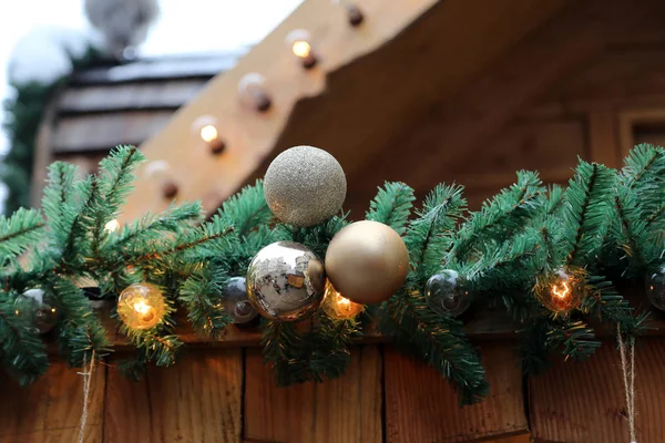 Schöne Weihnachts Und Neujahrsszene Weihnachtsmarkt — Stockfoto