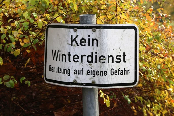 Warning Sign Text German Language Winter Service Use Your Own — Stock Photo, Image