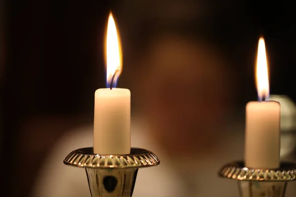 Burning Candles Burning Candles Blurred Background — Stock Photo, Image