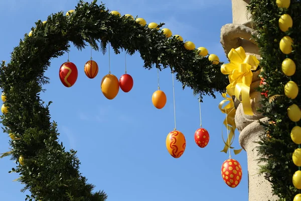 Fuente Decorada Huevos Pascua Huevos Pascua Bien Decorados — Foto de Stock