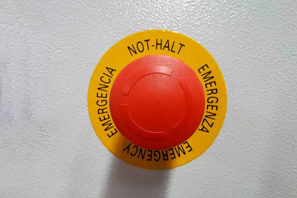 Κόκκινο Κουμπί Κείμενο Στάση Έκτακτης Ανάγκης — Φωτογραφία Αρχείου