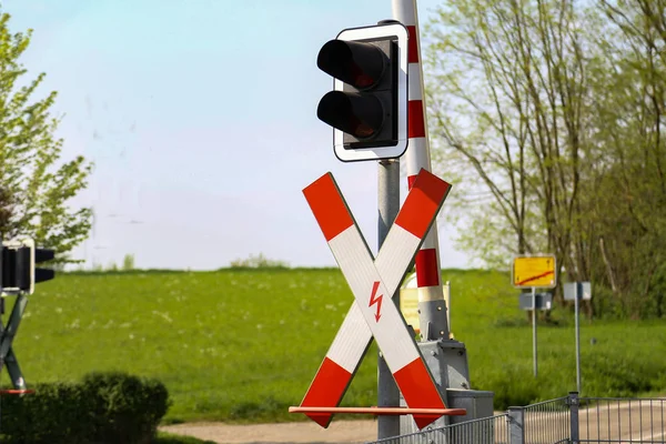 Bahnübergang Mit Schranke — Stockfoto