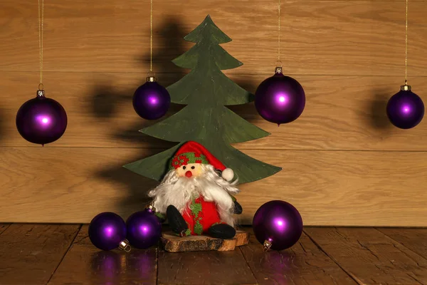 Christmas still life with beautiful purple balls — Stock Photo, Image