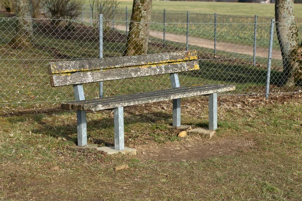 Banc Dans Parc Banc Bois Pour Repos — Photo