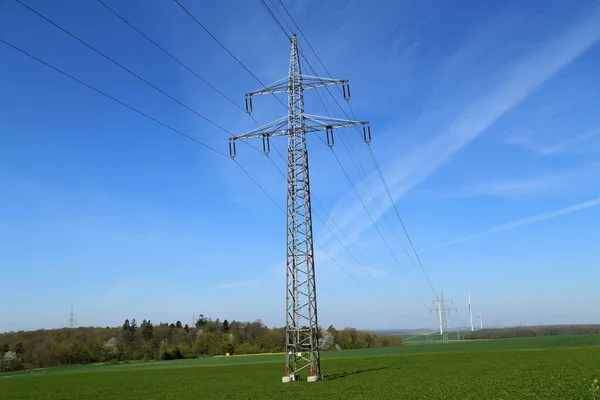 Landscape High Voltage Masts Blue Sky — Stock Photo, Image